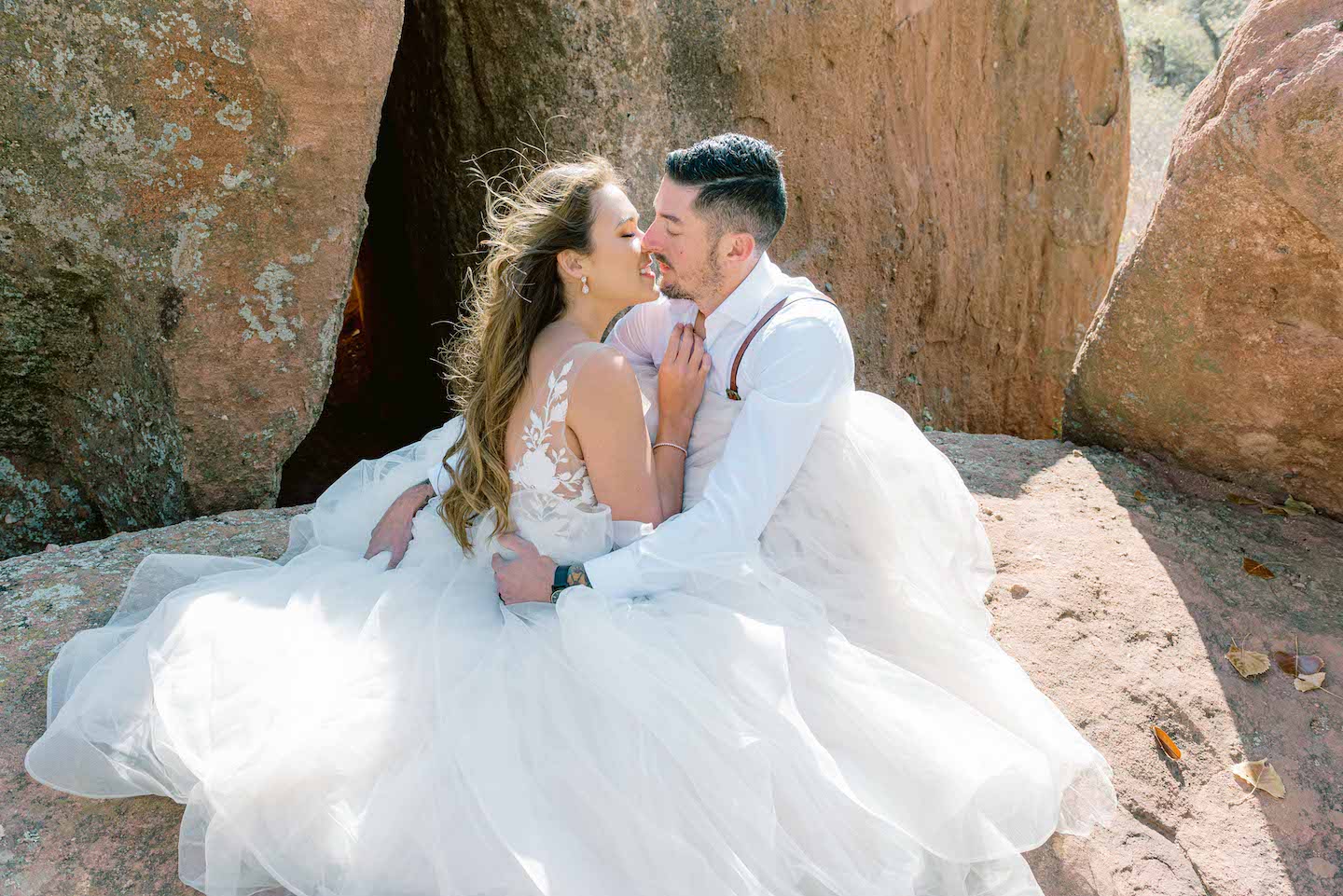 couple kissing after getting married