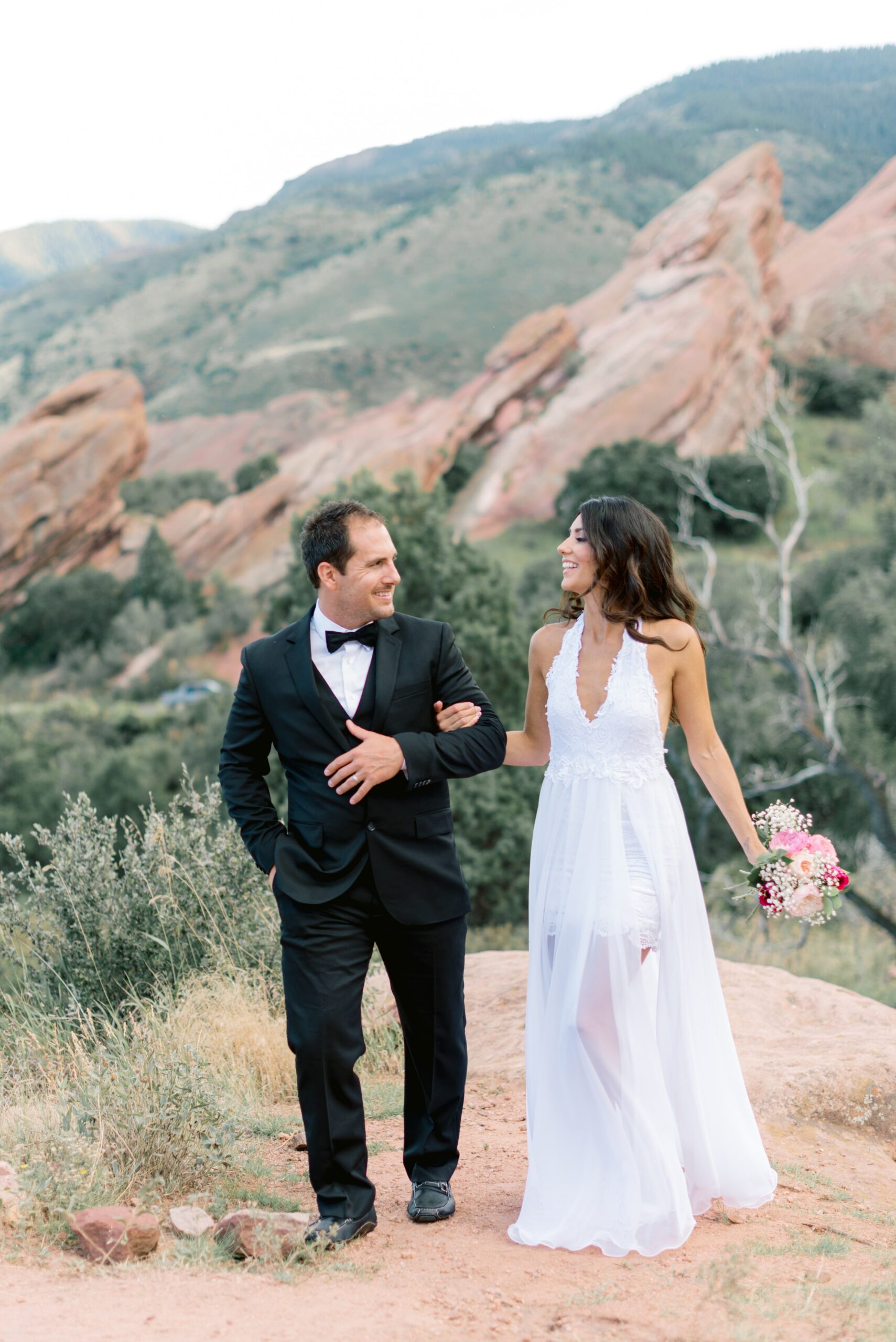 engaged colorado couple in boulder with champagne picture by hillary moore wedding photography