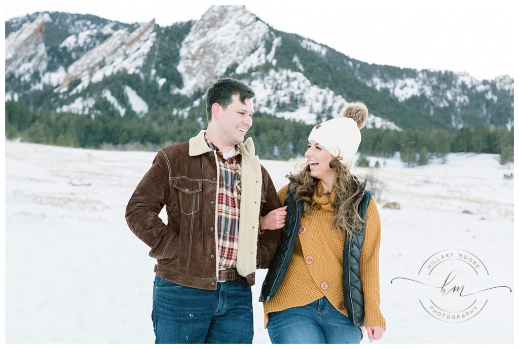 couple in snowy field